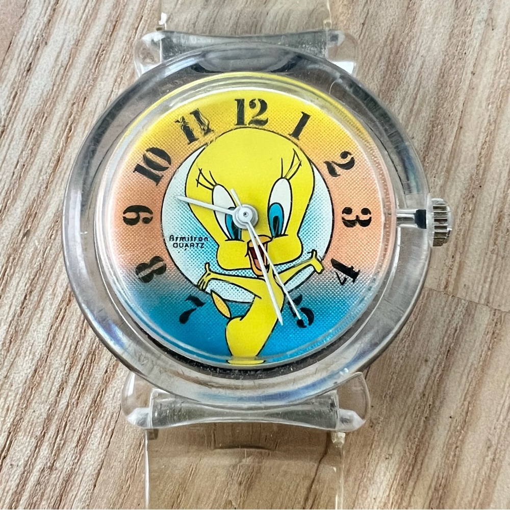 Vintage Armitron ladies tweety bird clear acrylic watch NEW BATTERY